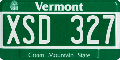 VT license plate XSD327