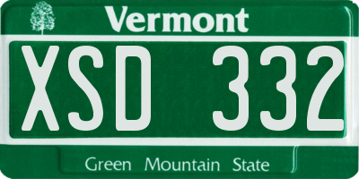 VT license plate XSD332
