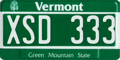 VT license plate XSD333