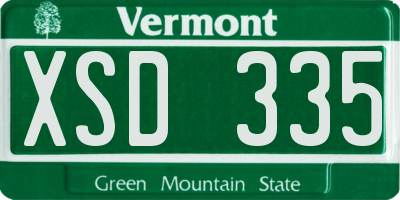 VT license plate XSD335