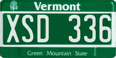 VT license plate XSD336