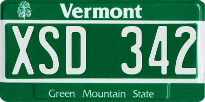 VT license plate XSD342