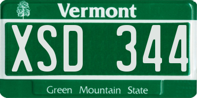 VT license plate XSD344
