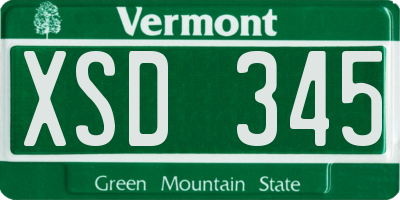 VT license plate XSD345