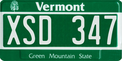 VT license plate XSD347
