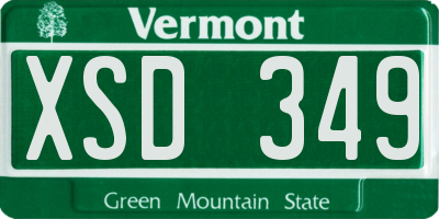 VT license plate XSD349