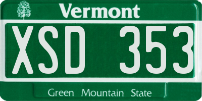 VT license plate XSD353