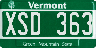 VT license plate XSD363