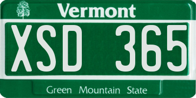 VT license plate XSD365