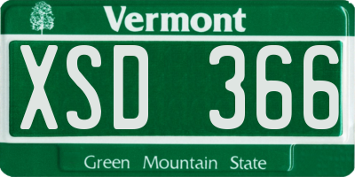 VT license plate XSD366