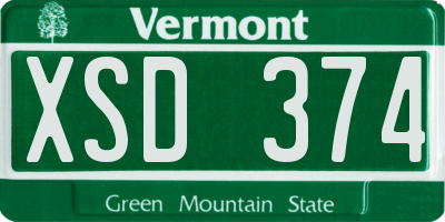 VT license plate XSD374