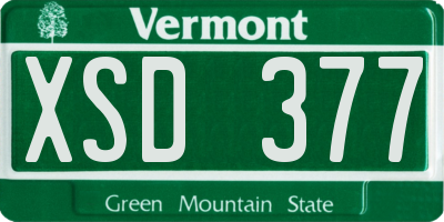 VT license plate XSD377