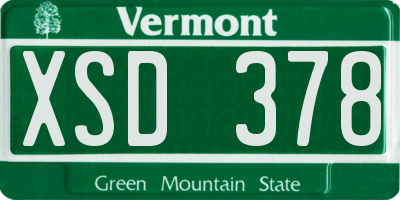 VT license plate XSD378
