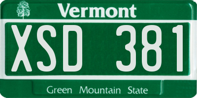 VT license plate XSD381