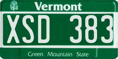 VT license plate XSD383