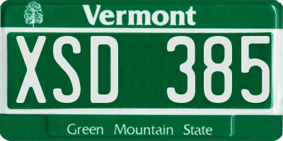 VT license plate XSD385