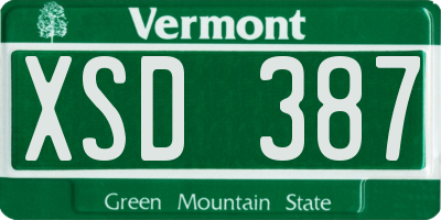 VT license plate XSD387