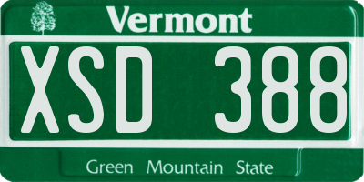 VT license plate XSD388