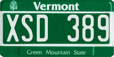 VT license plate XSD389