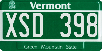VT license plate XSD398