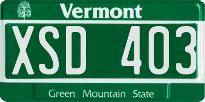 VT license plate XSD403