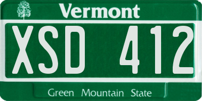 VT license plate XSD412