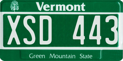 VT license plate XSD443