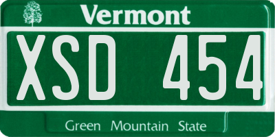 VT license plate XSD454