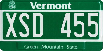 VT license plate XSD455