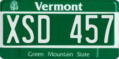 VT license plate XSD457