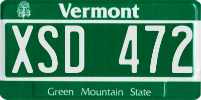 VT license plate XSD472