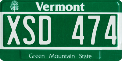 VT license plate XSD474