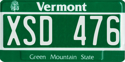 VT license plate XSD476