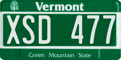VT license plate XSD477