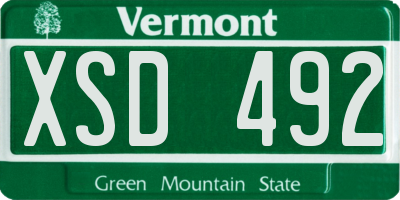 VT license plate XSD492