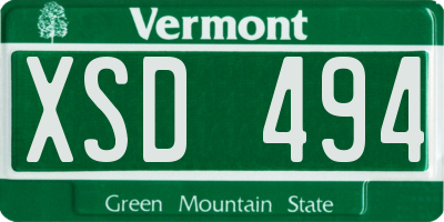 VT license plate XSD494