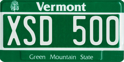 VT license plate XSD500