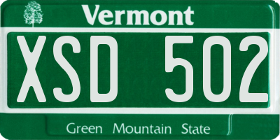VT license plate XSD502