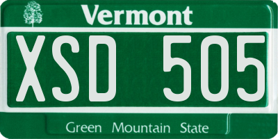 VT license plate XSD505