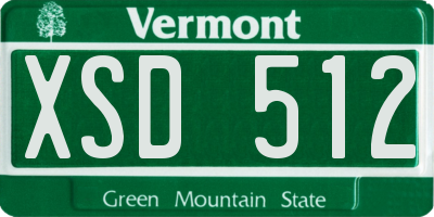 VT license plate XSD512