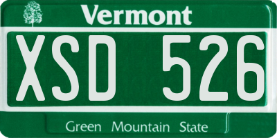VT license plate XSD526