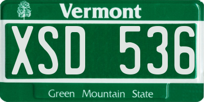 VT license plate XSD536