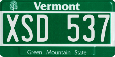 VT license plate XSD537