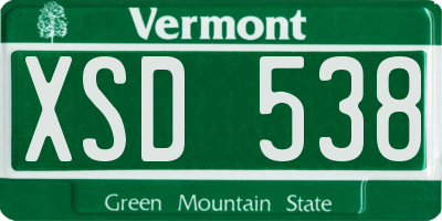VT license plate XSD538