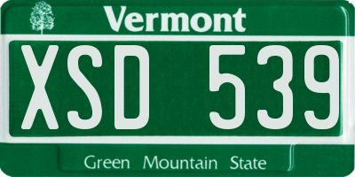 VT license plate XSD539