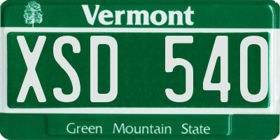 VT license plate XSD540