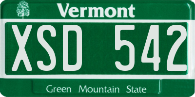 VT license plate XSD542