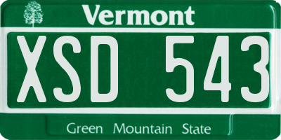 VT license plate XSD543