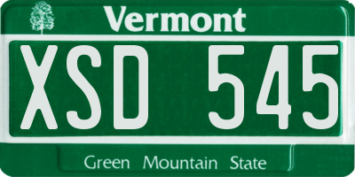VT license plate XSD545