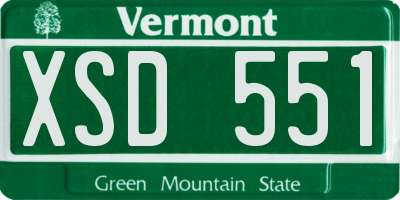 VT license plate XSD551